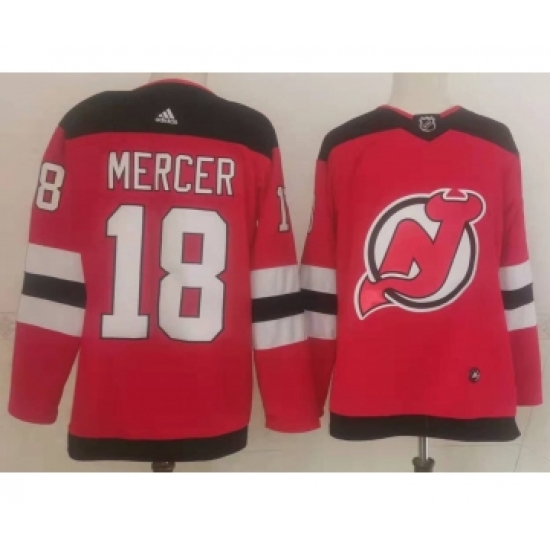 Men's New Jersey Devils 18 Dawson Mercer Red Authentic Jersey - Click Image to Close