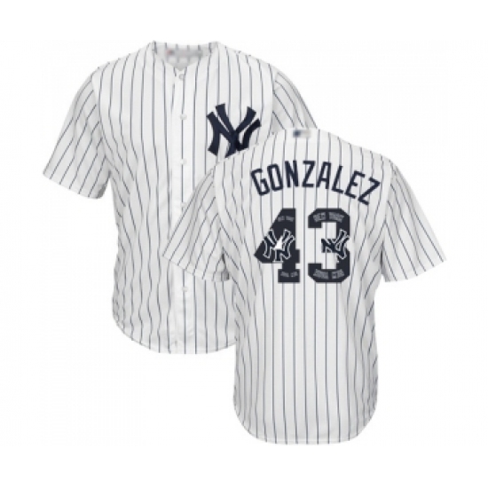 Men's New York Yankees 43 Gio Gonzalez Authentic White Team Logo Fashion Baseball Jersey