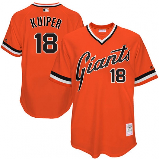 Men's Mitchell and Ness San Francisco Giants 18 Duane Kuiper Authentic Orange Throwback MLB Jersey