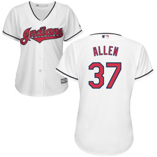 Women's Majestic Cleveland Indians 37 Cody Allen Authentic White Home Cool Base MLB Jersey