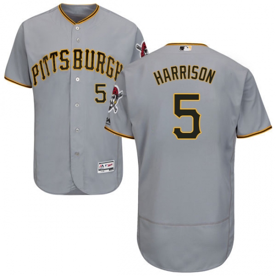 Men's Majestic Pittsburgh Pirates 5 Josh Harrison Grey Road Flex Base Authentic Collection MLB Jersey