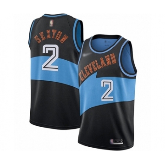 Men's Cleveland Cavaliers 2 Collin Sexton Authentic Black Hardwood Classics Finished Basketball Jersey