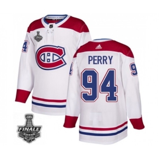 Men's Adidas Canadiens 94 Corey Perry White Road Authentic 2021 Stanley Cup Jersey