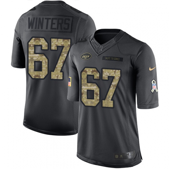 Men's Nike New York Jets 67 Brian Winters Limited Black 2016 Salute to Service NFL Jersey
