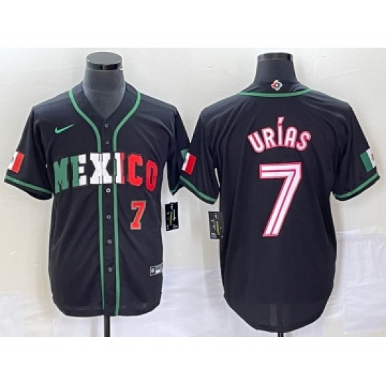 Men's Mexico Baseball 7 Julio Urias Number 2023 Black White World Classic Stitched Jersey1