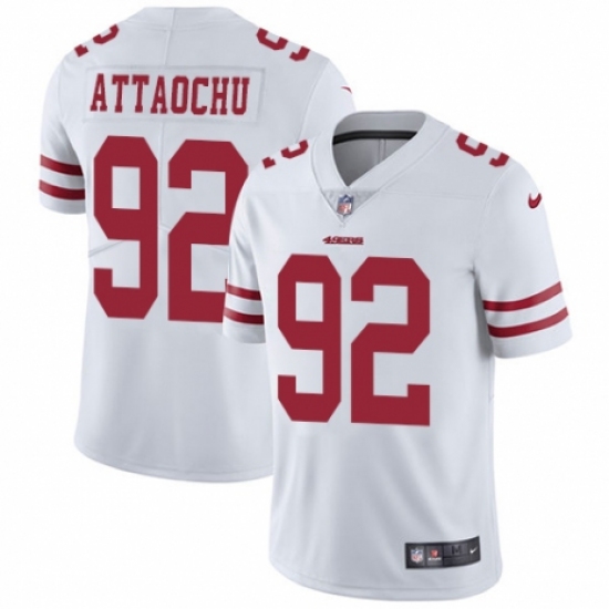 Men's Nike San Francisco 49ers 92 Jeremiah Attaochu White Vapor Untouchable Limited Player NFL Jersey