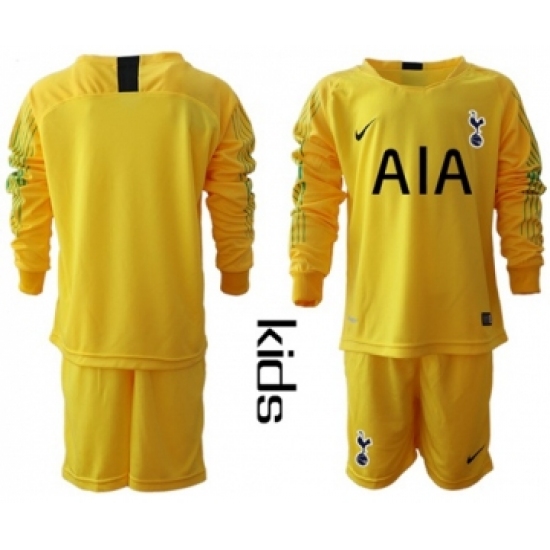 Tottenham Hotspur Blank Yellow Goalkeeper Long Sleeves Kid Soccer Club Jersey