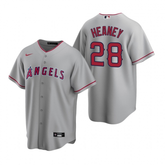 Men's Nike Los Angeles Angels 28 Andrew Heaney Gray Road Stitched Baseball Jersey