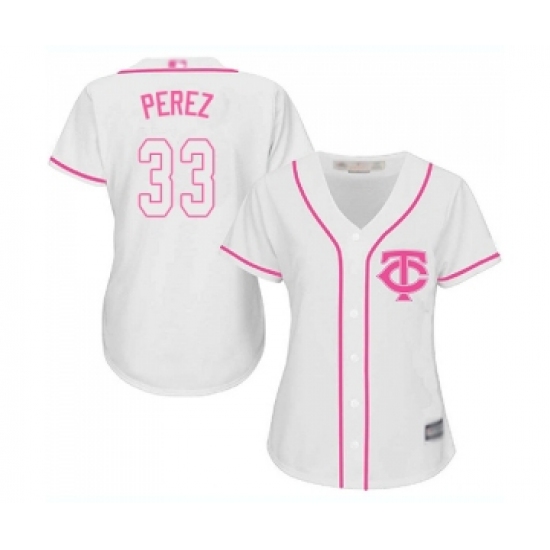 Women's Minnesota Twins 33 Martin Perez Replica White Fashion Cool Base Baseball Jersey