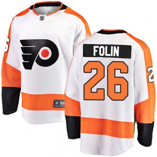 Men's Philadelphia Flyers 26 Christian Folin Fanatics Branded White Away Breakaway NHL Jersey