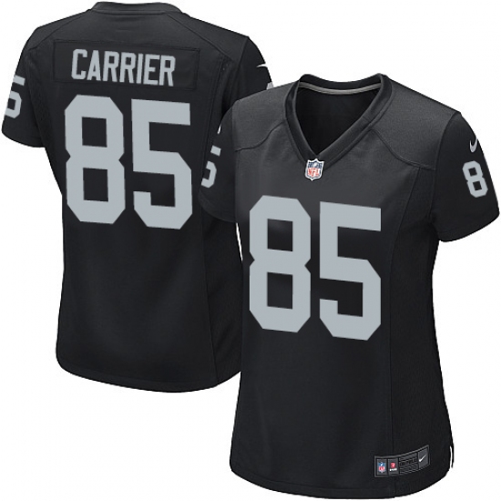 Women Nike Oakland Raiders 85 Derek Carrier Game Black Team Color NFL Jersey