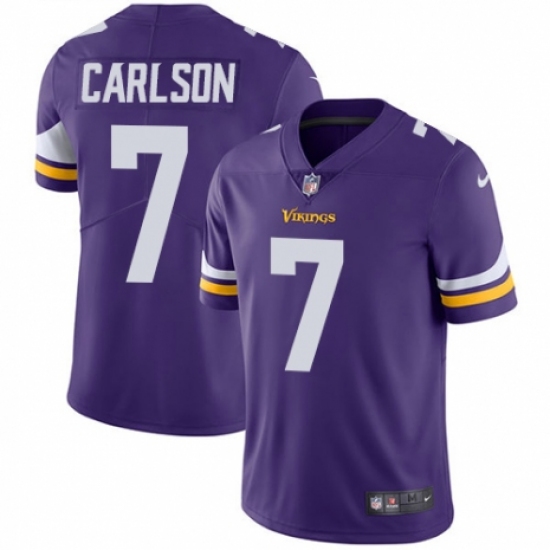 Men's Nike Minnesota Vikings 7 Daniel Carlson Purple Team Color Vapor Untouchable Limited Player NFL Jersey