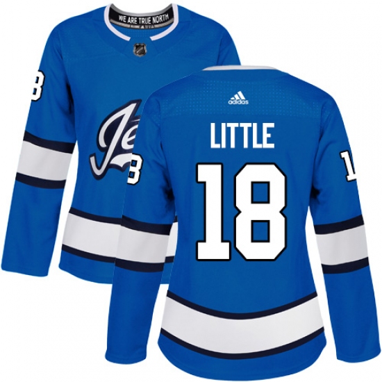 Women's Adidas Winnipeg Jets 18 Bryan Little Authentic Blue Alternate NHL Jersey