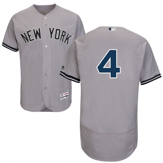 Men's Majestic New York Yankees 4 Lou Gehrig Grey Road Flex Base Authentic Collection MLB Jersey