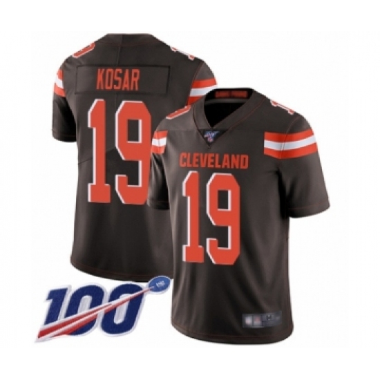 Men's Cleveland Browns 19 Bernie Kosar Brown Team Color Vapor Untouchable Limited Player 100th Season Football Jersey