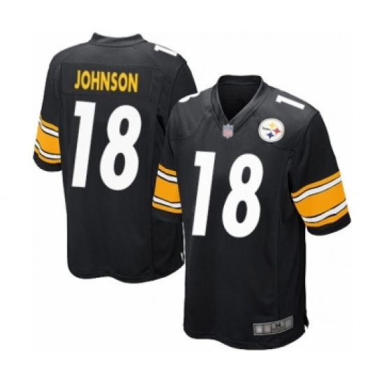 Men's Pittsburgh Steelers 18 Diontae Johnson Game Black Team Color Football Jersey