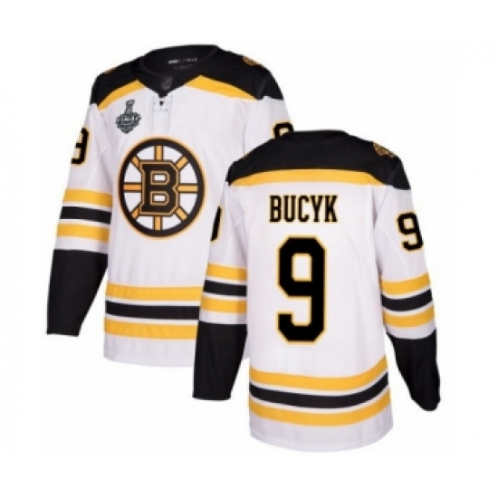 Youth Boston Bruins 9 Johnny Bucyk Authentic White Away 2019 Stanley Cup Final Bound Hockey Jersey