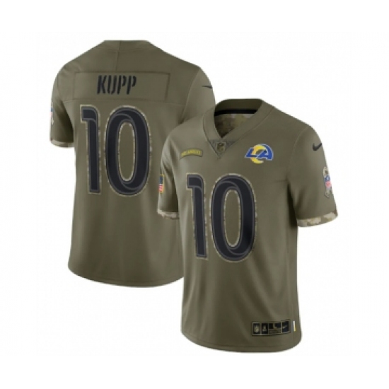 Men's Los Angeles Rams 10 Cooper Kupp 2022 Olive Salute To Service Limited Stitched Jersey
