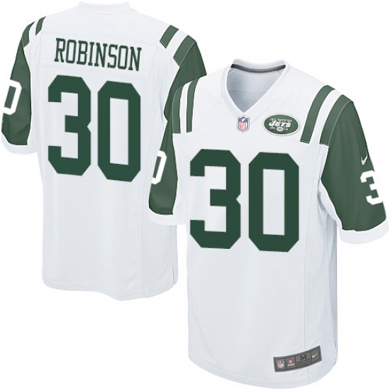 Men's Nike New York Jets 30 Rashard Robinson Game White NFL Jersey