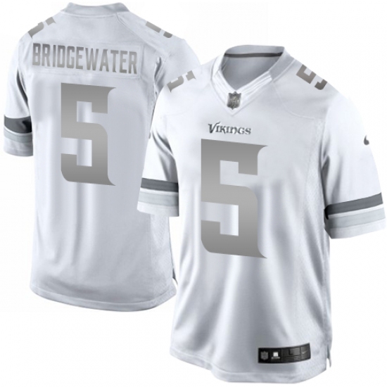 Men's Nike Minnesota Vikings 5 Teddy Bridgewater Limited White Platinum NFL Jersey
