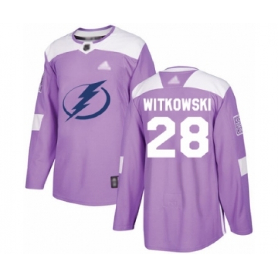 Men's Tampa Bay Lightning 28 Luke Witkowski Authentic Purple Fights Cancer Practice Hockey Jersey