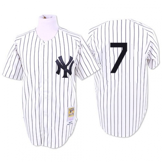 Men's Mitchell and Ness 1951 New York Yankees 7 Mickey Mantle Authentic White Throwback MLB Jersey