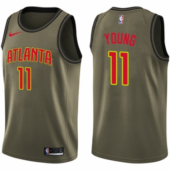 Men's Nike Atlanta Hawks 11 Trae Young Swingman Green Salute to Service NBA Jersey