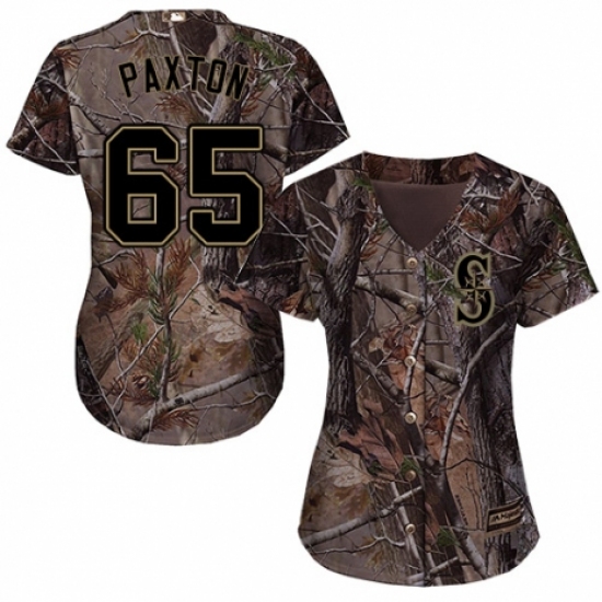 Women's Majestic Seattle Mariners 65 James Paxton Authentic Camo Realtree Collection Flex Base MLB Jersey