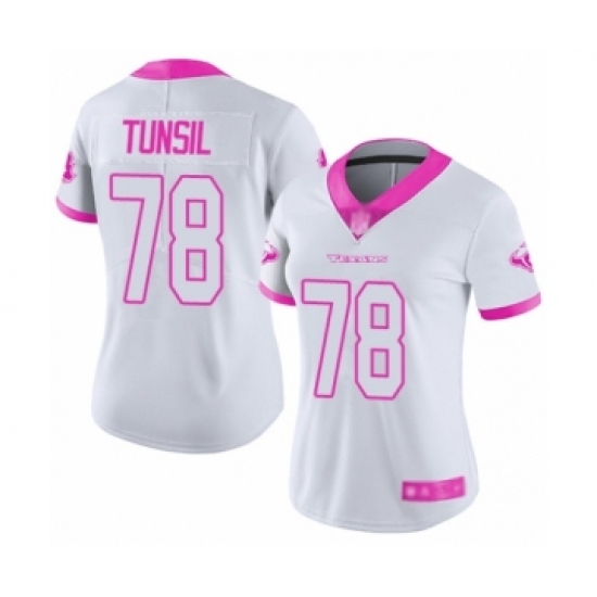Women's Houston Texans 78 Laremy Tunsil Limited White Pink Rush Fashion Football Jersey