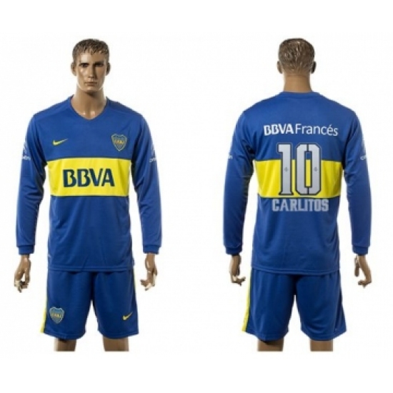 Boca Juniors 10 Carlitos Home Long Sleeves Soccer Club Jersey
