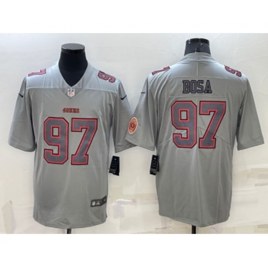 Men's San Francisco 49ers 97 Nick Bosa LOGO Grey Atmosphere Fashion 2022 Vapor Untouchable Stitched Limited Jersey