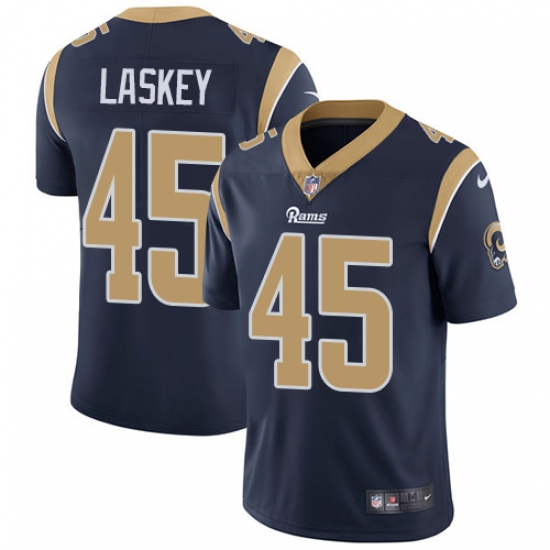 Men's Nike Los Angeles Rams 45 Zach Laskey Navy Blue Team Color Vapor Untouchable Limited Player NFL Jersey