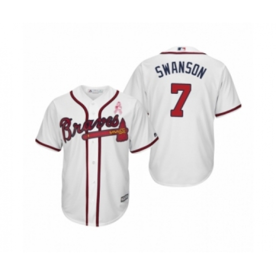 Youth Dansby Swanson Atlanta Braves 7 White 2019 Mothers Day Cool Base Jersey
