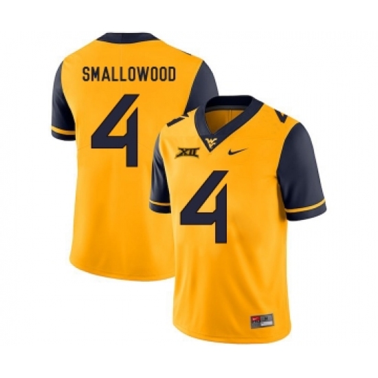 West Virginia Mountaineers 4 Wendell Smallwood Gold College Football Jersey