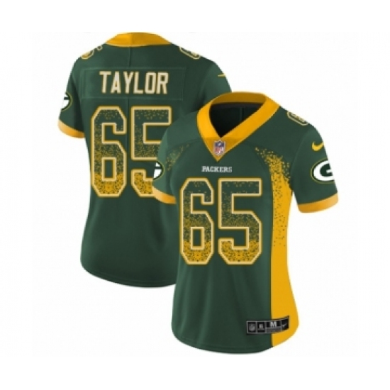 Women's Nike Green Bay Packers 65 Lane Taylor Limited Green Rush Drift Fashion NFL Jersey