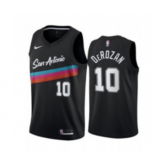 Men's San Antonio Spurs 10 DeMar DeRozan Black City Edition Fiesta 2020-21 Stitched Basketball Jersey