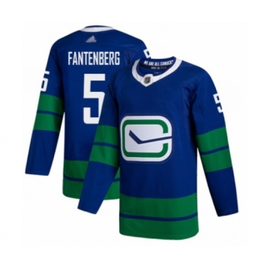 Men's Vancouver Canucks 5 Oscar Fantenberg Authentic Royal Blue Alternate Hockey Jersey