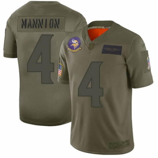 Men's Minnesota Vikings 4 Sean Mannion Limited Camo 2019 Salute to Service Football Jersey