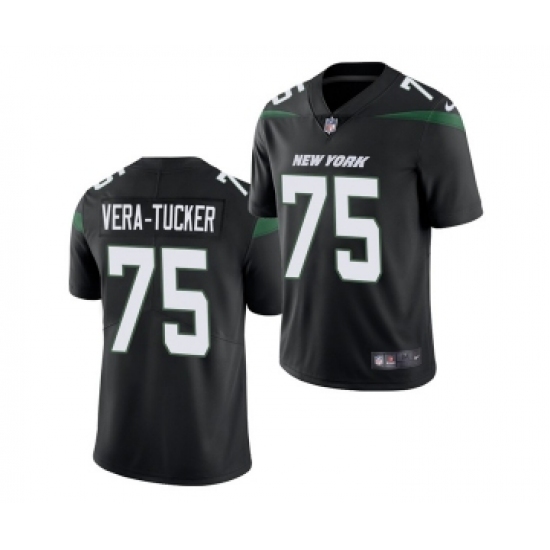 Men's New York Jets 75 Alijah Vera-Tucker Black Vapor Untouchable Limited Stitched Jersey