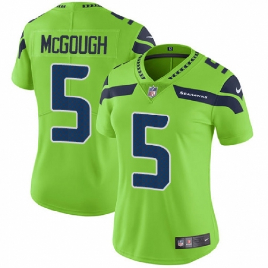 Women's Nike Seattle Seahawks 5 Alex McGough Limited Green Rush Vapor Untouchable NFL Jersey
