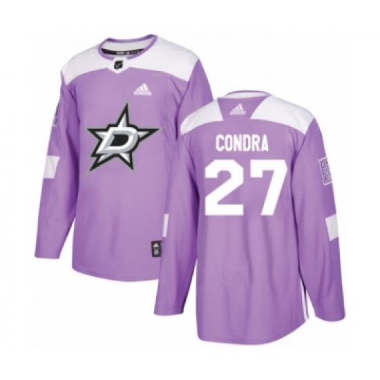 Men's Adidas Dallas Stars 27 Erik Condra Authentic Purple Fights Cancer Practice NHL Jersey