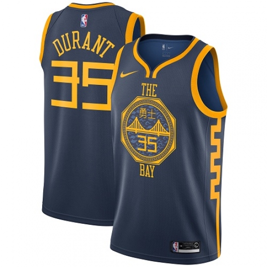 Youth Nike Golden State Warriors 35 Kevin Durant Swingman Navy Blue NBA Jersey - City Edition