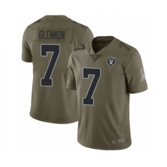 Youth Oakland Raiders 7 Mike Glennon Limited Olive 2017 Salute to Service Football Jersey