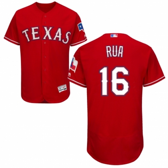 Men's Majestic Texas Rangers 16 Ryan Rua Red Alternate Flex Base Authentic Collection MLB Jersey