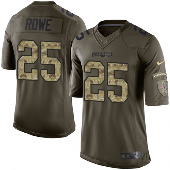 Men's Nike New England Patriots 25 Eric Rowe Elite Green Salute to Service NFL Jersey