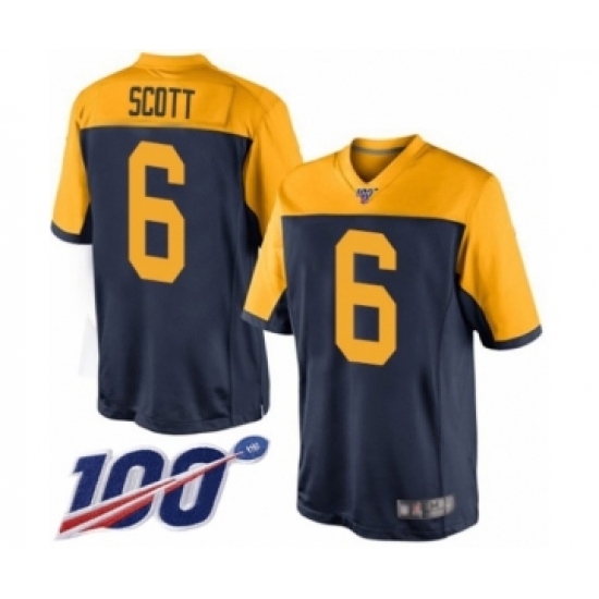 Men's Green Bay Packers 6 JK Scott Limited Navy Blue Alternate 100th Season Football Jersey