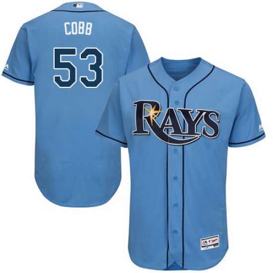 Men's Majestic Tampa Bay Rays 53 Alex Cobb Alternate Columbia Flexbase Authentic Collection MLB Jersey