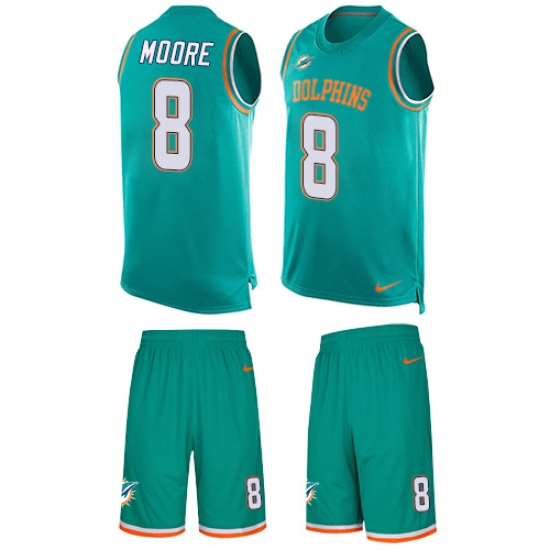 Men's Nike Miami Dolphins 8 Matt Moore Limited Aqua Green Tank Top Suit NFL Jersey
