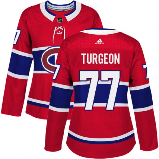 Women's Adidas Montreal Canadiens 77 Pierre Turgeon Authentic Red Home NHL Jersey