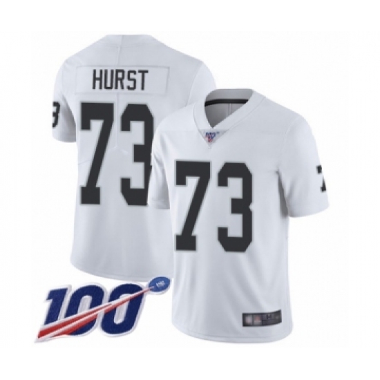 Men's Oakland Raiders 73 Maurice Hurst White Vapor Untouchable Limited Player 100th Season Football Jersey